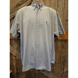 ralph lauren Blake nylon blend short sleeve light blue button up Large L *FLAW*-